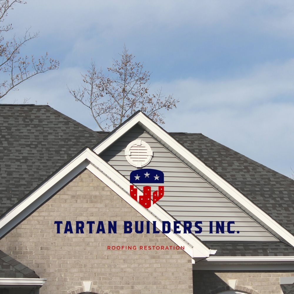 Tartan Builders Inc residential home with roofing restoration signage — Dublin, Ohio