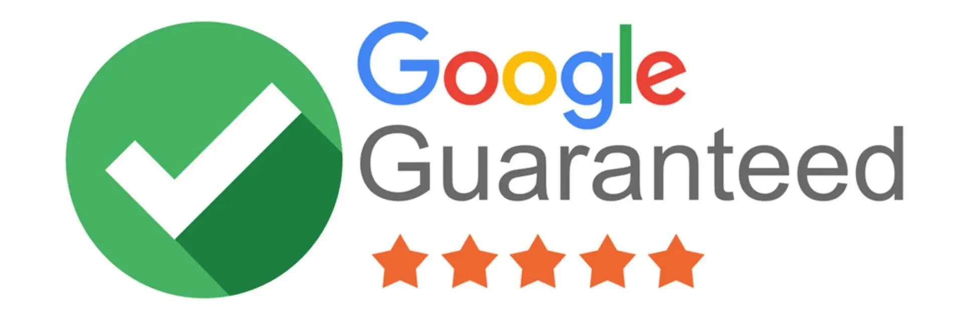 Google Guaranteed badge with five orange stars rating certification